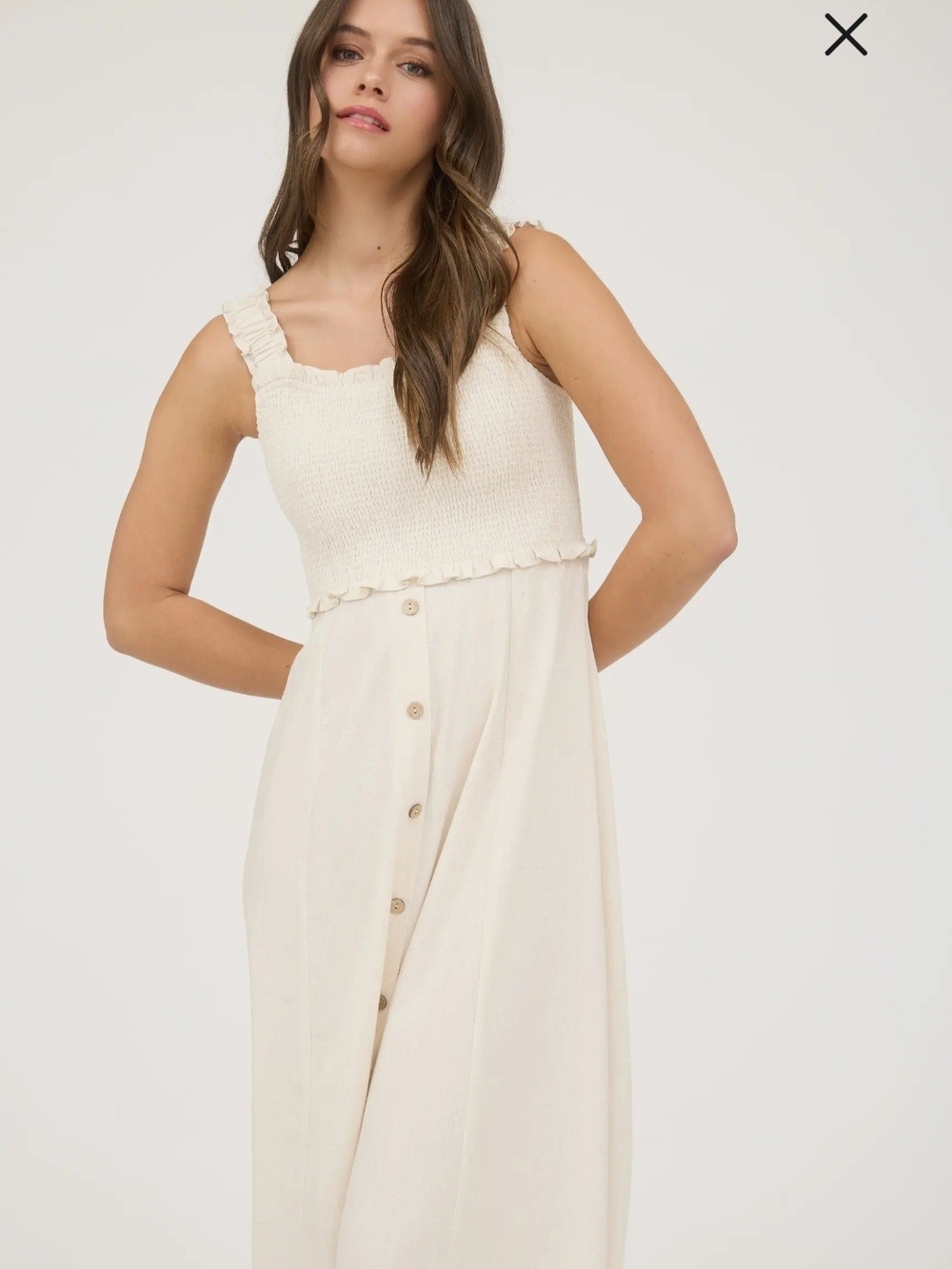 Blu Pepper White Button Front Boho Maxi Dress Lace Trim M